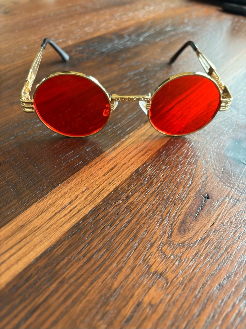 Steampunk Sun Glasses, Vintage Style Round Vibrant Red AIEYEZO, Halloween OS